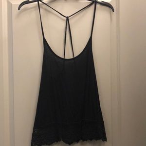 Black crotchet bottom tank